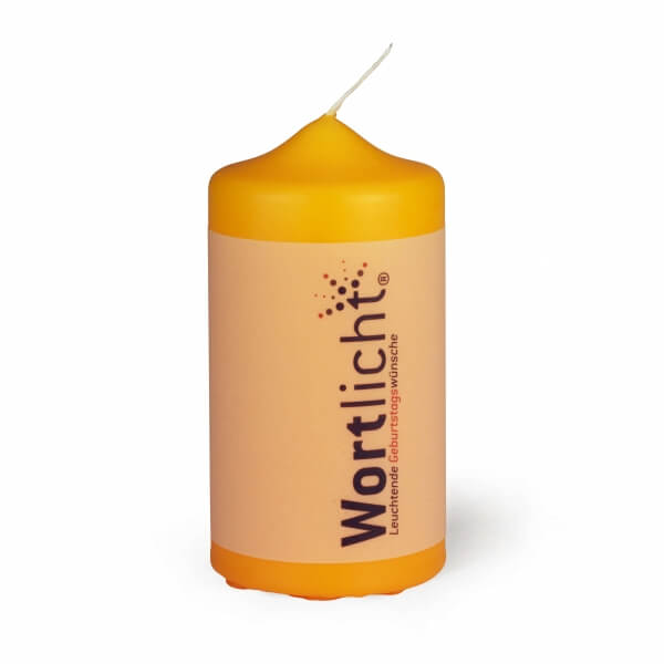 Wortlicht - Kerze leuchtende Geburtstagswünsche orange